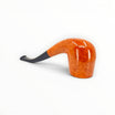 Floppypipe Pipa Castello KK Shape 65 Bent Billiard in natural clear briar with bird's eye grain and black mouthpiece.