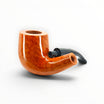 Floppypipe Pipa Castello Collection KK Shape 65 Bent Billiard Occhio di Pernice, smooth natural briar with bird's eye grain, black mouthpiece.