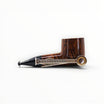 Floppypipe Castello Collection KK Brucianaso pipe, dark brown briar wood with fantastic grain, black acrylic saddle mouthpiece with white dot.