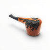 Floppypipe Castello Collection KKK Pi greco Shape 55 briar pipe with black saddle stem and white band. Natural smooth finish.