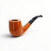 Floppypipe Pipa Castello KK Shape 65 Bent Billiard in radica chiara con venature a occhio di pernice e bocchino nero.