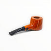 Floppypipe Castello Collection KKK Pi Greco Shape 55, smooth natural briar wood pipe with black saddle bit and white band.