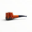 Floppypipe Castello Collection KKK Pi Greco Shape 55 pipe. Smooth, natural briar wood with vertical grain and birdseye rim. Black saddle bit mouthpiece with white dot.