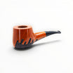 Floppypipe Castello Collection KKK Pi greco Shape 55 pipe, natural briar wood with straight grain and birdseye details, black saddle bit mouthpiece.