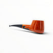 Floppypipe Castello Collection KKK Pi greco, smooth natural briar pipe, Shape 55 bent pot, black saddle mouthpiece with white dot.