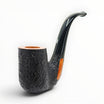 Floppypipe Pipa Castello Old Antiquari G Hungarian Oom Paul Sabbiata, radica scura sabbiata, bocchino nero curvo con barretta bianca.