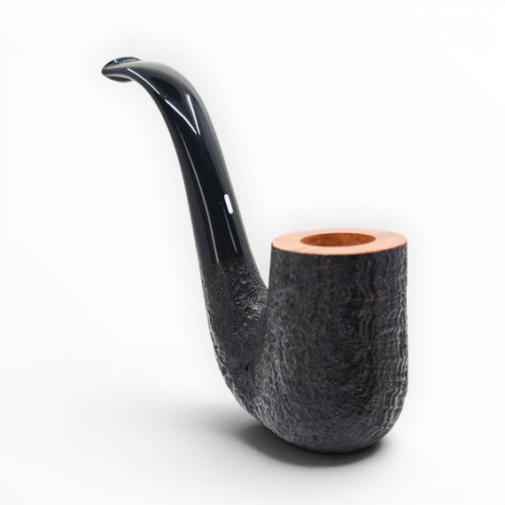 Floppypipe Castello Old Antiquari G Hungarian Oom Paul sabbiata dark briar pipe with black acrylic stem and white dot