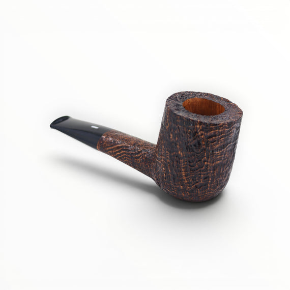 Floppypipe Castello Old Antiquari KKKK, large dark-sanded briar pipe, short Canadian shape with black tapered mouthpiece and white dot.