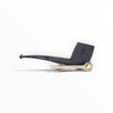 Floppypipe Castello Old Antiquari KKKK large semi-bent billiard pipe with oval shank and black acrylic stem with white dot.