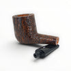 Floppypipe Castello Old Antiquari KKKK briar pipe, dark sandblasted finish, Shape 33 Short Canadian, with black tapered mouthpiece and white dot.