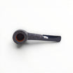 Floppypipe Castello Old Antiquari KKKK Shape 35 semi-bent pipe with oval shank and black acrylic mouthpiece with white dot.