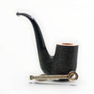 Floppypipe Castello Old Antiquari G Hungarian Oom Paul sabbiata dark briar pipe with black methacrylate mouthpiece and white dot.
