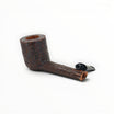 Floppypipe Castello Old Antiquari G Shape 33 Canadese Lunga, dark sandblasted briar pipe with oval shank and black tapered mouthpiece with white dot.
