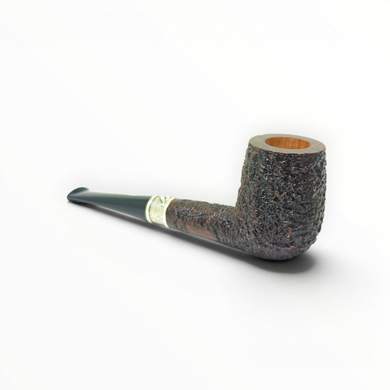 Pipa Floppypipe Castello Sea Rock modello billiard rusticato con ghiera in argento massiccio edizione limitata Kino