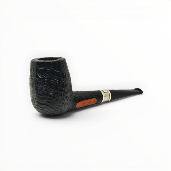 Pipa Floppypipe Castello Old Antiquari Kino 2026 billiard sabbiata con ghiera in argento massiccio e bocchino nero