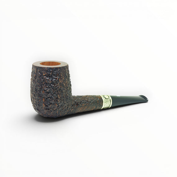 Pipa Floppypipe Castello Sea Rock modello billiard rusticato con ghiera in argento massiccio edizione limitata Kino
