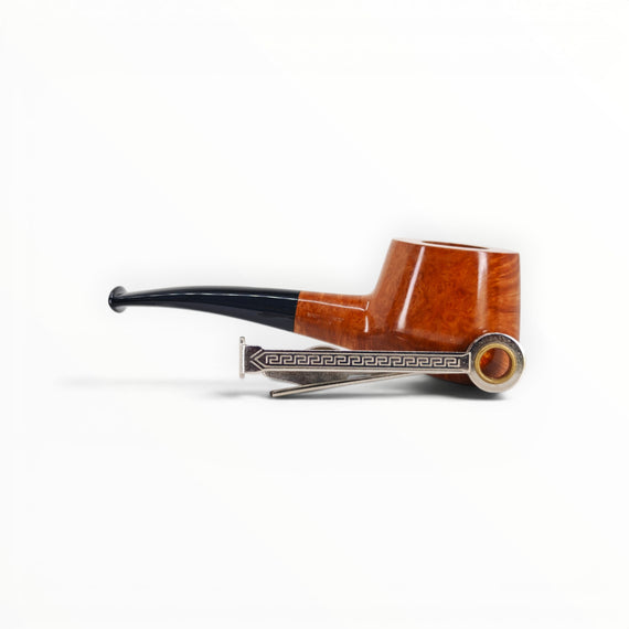 Floppypipe Pipa Castello "78" Shape 55 Collection KK, occhio di pernice, radica liscia, bocchino in metacrilato, arancio.