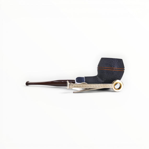 Pipa Chacom Faubourg 389 Bulldog Sabbiata con Ghiera, radica scura sabbiata, bocchino marrone screziato, ghiera metallo