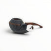 Chacom Faubourg 280 Bent Bulldog pipe, dark sandblasted briar with nickel band and cumberland mouthpiece.