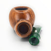Floppypipe Pipa Chacom Reverse Calabash in brown briar wood with a green marbled acrylic mouthpiece. Features a smooth matte finish and internal expansion chamber.
