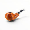 Floppypipe Chacom Reverse Calabash briar pipe, smooth matte orange finish, black acrylic stem, bent apple shape.