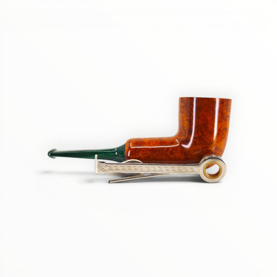 Floppypipe Pipa Chacom Reverse Calabash Chubby Dublin in arancio liscio con bocchino in acrilico verde screziato.