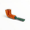 Floppypipe Pipa Chacom Reverse Calabash Chubby Dublin, smooth orange briar with green acrylic stem. Special internal chamber for cool, dry smoke.