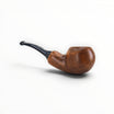 Floppypipe Chacom Reverse Calabash pipe, brown matte briar wood with black acrylic stem, bent apple shape.