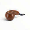 Floppypipe Chacom Reverse Calabash pipe, brown matte briar wood with black acrylic stem, bent apple shape