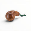 Floppypipe Pipa Chacom Reverse Calabash in brown briar wood with a green acrylic mouthpiece. Smooth matte finish.