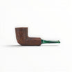 Floppypipe Chacom Reverse Calabash briar pipe, Chubby Dublin shape, brown sandblasted finish, green marbled acrylic stem.