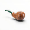 Floppypipe Chacom Reverse Calabash brown briar pipe with green acrylic stem and matte finish.