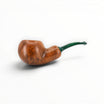 Floppypipe Pipa Chacom Reverse Calabash in brown briar with a green acrylic mouthpiece. Smooth matte finish.