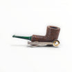 Floppypipe Pipa Chacom Reverse Calabash Sabbiata Marrone Chubby Dublin, brown sandblasted briar with green acrylic stem.