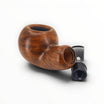 Floppypipe Chacom Reverse Calabash pipe, brown matte briar wood with black acrylic stem, bent apple shape.