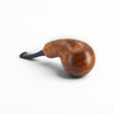 Floppypipe Chacom Reverse Calabash pipe, brown matte briar wood with black acrylic stem, bent apple shape.