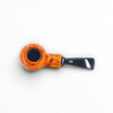 Floppypipe Chacom Reverse Calabash pipe, smooth matte orange briar wood with black acrylic stem. Bent Apple shape.