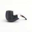 Floppypipe Pipa Chacom Sabbiata 101 Bent Billiard pipe with dark sandblasted briar, nickel band and cumberland methacrylate mouthpiece.
