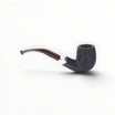 Floppypipe Pipa Chacom Sabbiata 101, bent billiard shape, dark sandblasted briar, nickel band, cumberland acrylic mouthpiece.