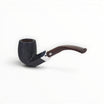 Floppypipe Pipa Chacom Sabbiata 101 Bent Billiard in radica sabbiata scura con ghiera in nickel e bocchino in metacrilato cumberland.