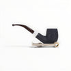 Chacom Sabbiata 101 Bent Billiard pipe with dark sandblasted briar, nickel ferrule, and cumberland acrylic mouthpiece.