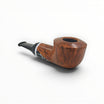 Floppypipe Pipa Talamona Reverse Special Liscia Dublin, a smooth natural briar pipe with a Dublin shape and black mouthpiece with white graphic detail.