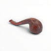Alfred Dunhill "The White Spot" Cumberland 2108 Bent Rhodesian pipe, sandblasted dark brown briar with red ebonite stem.