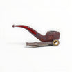 Alfred Dunhill "The White Spot" Cumberland 2108 Bent Rhodesian pipe, sandblasted dark brown briar with red ebonite stem.
