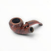 Alfred Dunhill "The White Spot" Cumberland 2108 Bent Rhodesian pipe, sandblasted dark brown briar with red & black ebonite stem.