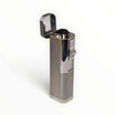 Accendino Floppypipe Eurojet 3 jet flame color argento con finiture cromate e coperchio a scatto aperto