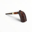 Floppypipe Pipa Paronelli 80th Anniversary limited edition pipe, dark sandblasted bowl with smooth natural briar shank, silver band, and horn mouthpiece.