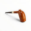 Floppypipe Pipa Paronelli 80th Anniversary Liscia Naturale Stand Up pipe, natural wood with silver band and horn mouthpiece.