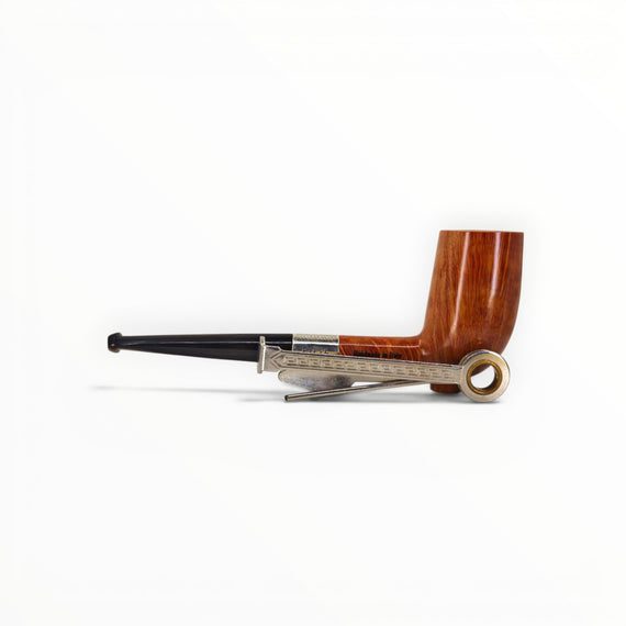 Floppypipe Pipa Paronelli 80th Anniversary Liscia Naturale Stand Up pipe, limited edition 55/80, with natural briar wood and silver band.