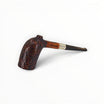 Floppypipe Pipa Paronelli 80th Anniversary limited edition pipe, dark sandblasted bowl with smooth natural briar insert and silver band. Horn stem.
